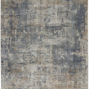5' X 7' Blue And Beige Abstract Power Loom Distressed Non Skid Area Rug