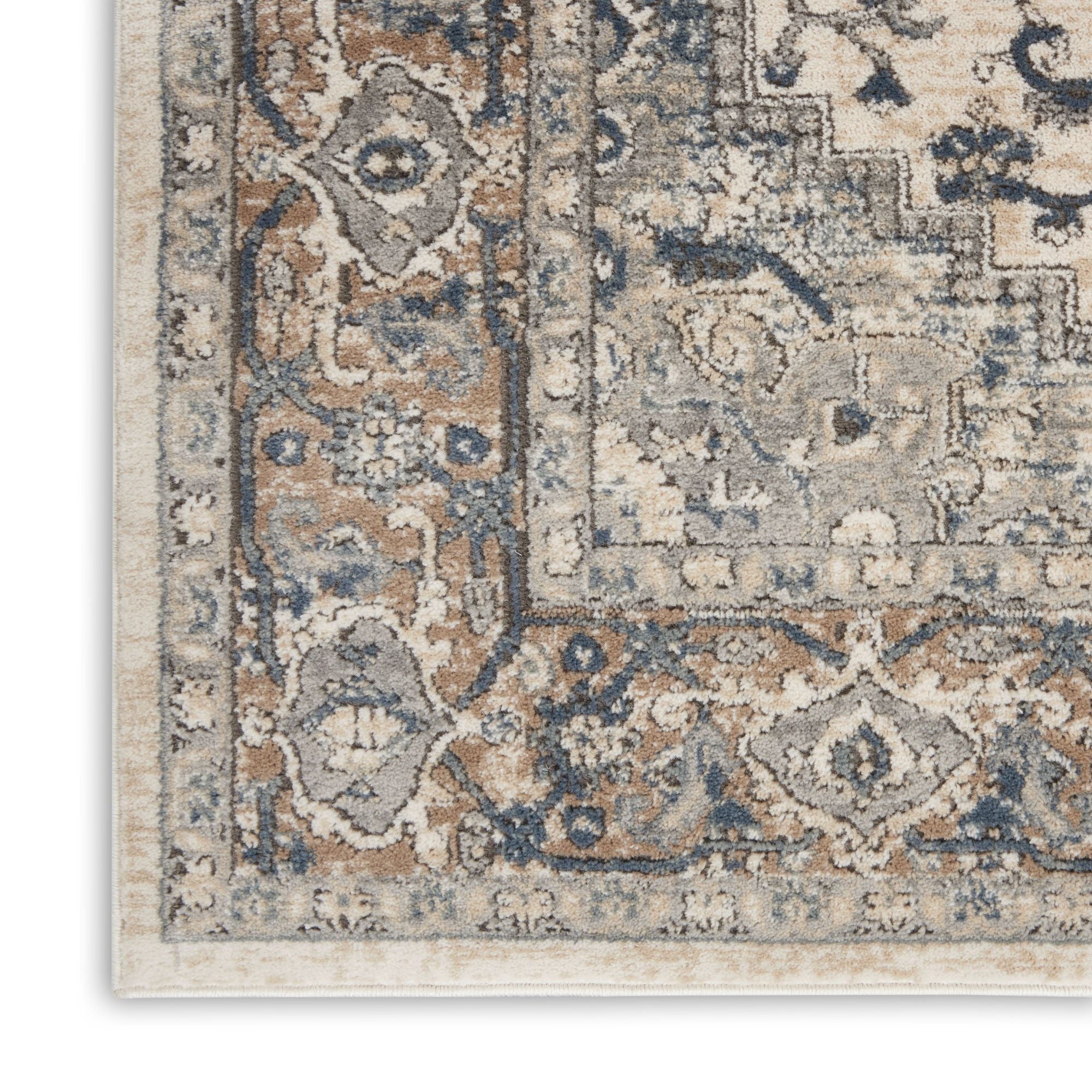 Ivory And Grey Oriental Non Skid Area Rug 2' X 4'