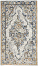2' X 4' Grey And Light Blue Oriental Power Loom Non Skid Area Rug
