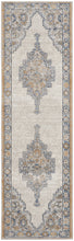 2' X 8' Grey And Light Blue Oriental Power Loom Non Skid Runner Rug