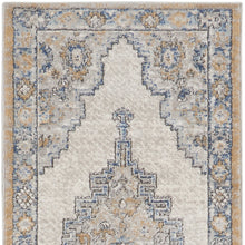2' X 8' Grey And Light Blue Oriental Power Loom Non Skid Runner Rug