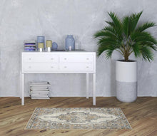 3' X 5' Grey And Light Blue Oriental Power Loom Non Skid Area Rug