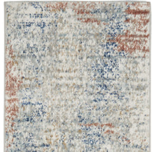 2' X 8' Ivory Abstract Power Loom Distressed Non Skid Runner Rug