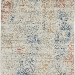 3' X 5' Ivory Abstract Power Loom Distressed Non Skid Area Rug