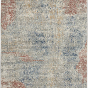 4' X 6' Ivory Abstract Power Loom Distressed Non Skid Area Rug