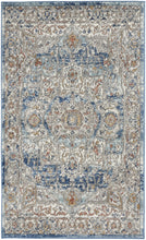 3' X 5' Ivory And Blue Oriental Power Loom Non Skid Area Rug