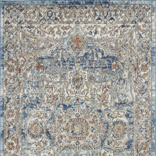 3' X 5' Ivory And Blue Oriental Power Loom Non Skid Area Rug