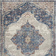 5' X 7' Blue And Grey Oriental Power Loom Non Skid Area Rug