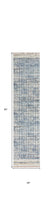 2' X 8' Blue Abstract Power Loom Distressed Non Skid Runner Rug