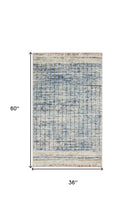 3' X 5' Blue Abstract Power Loom Distressed Non Skid Area Rug