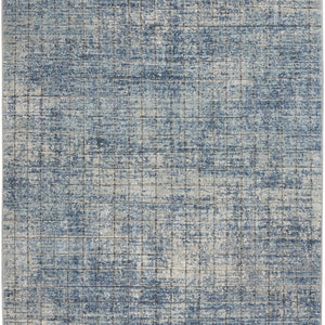 4' X 6' Blue Abstract Power Loom Distressed Non Skid Area Rug