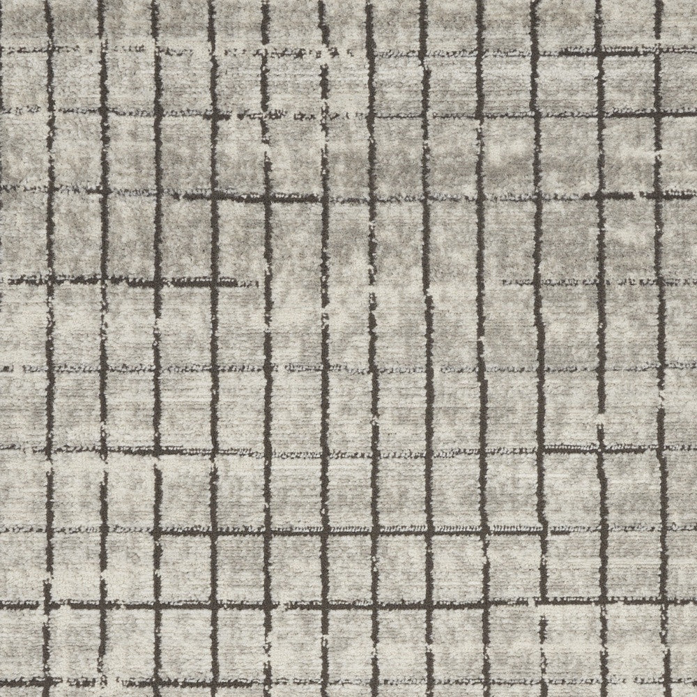 3' X 5' Ivory And Grey Abstract Power Loom Distressed Non Skid Area Rug