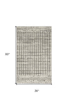 3' X 5' Ivory And Grey Abstract Power Loom Distressed Non Skid Area Rug