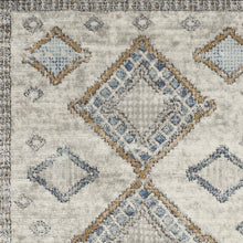 3' X 5' Ivory Grey And Blue Southwestern Power Loom Non Skid Area Rug