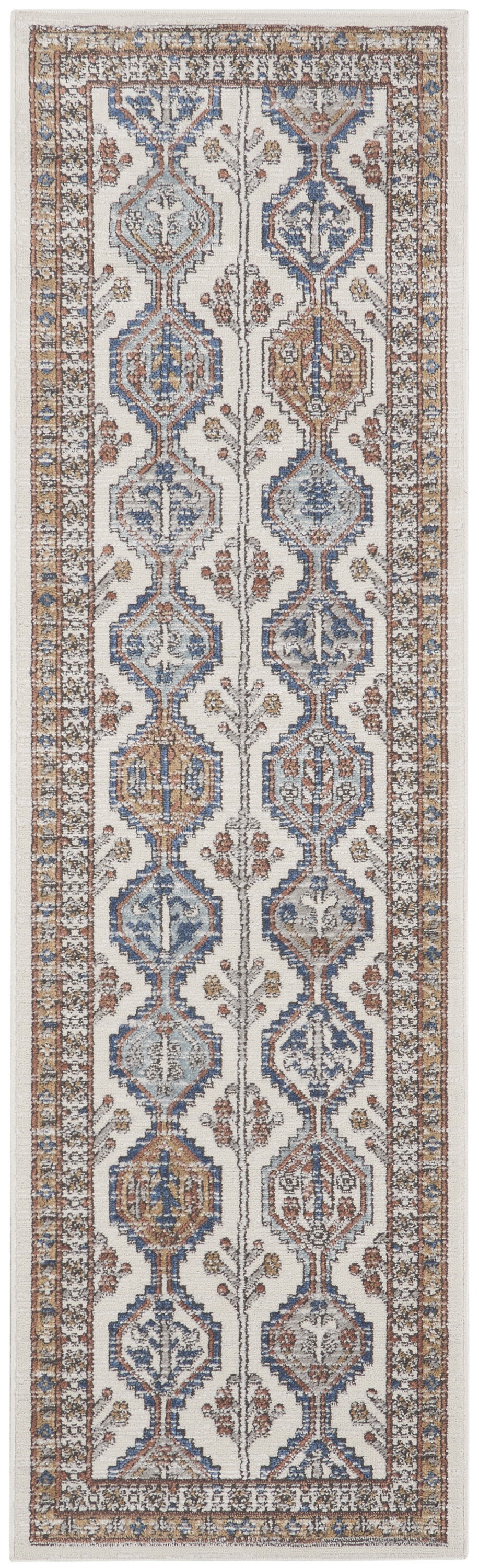 2' X 8' Grey Southwestern Power Loom Non Skid Runner Rug