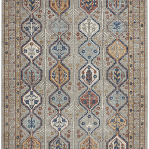 5' X 7' Grey Southwestern Power Loom Non Skid Area Rug