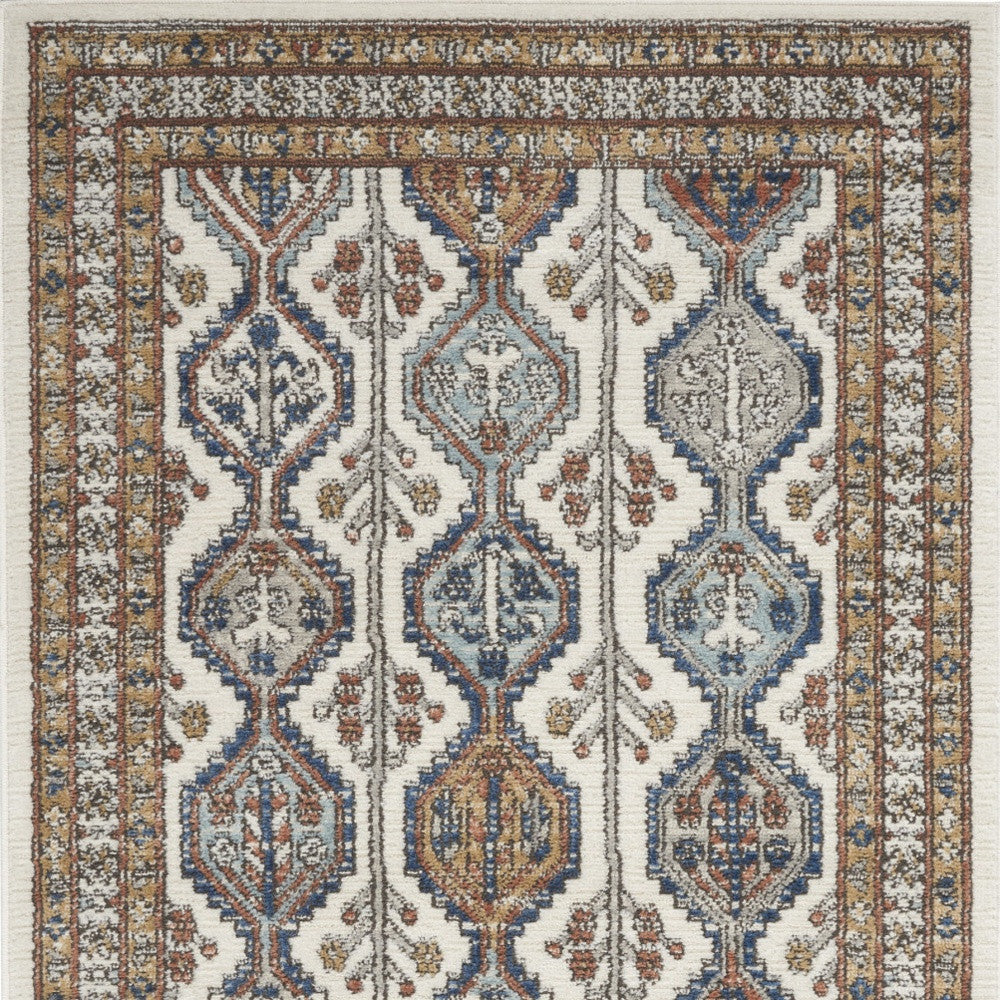 3' X 5' Ivory Southwestern Power Loom Non Skid Area Rug
