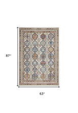 5' X 7' Ivory Southwestern Power Loom Non Skid Area Rug