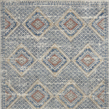4' X 6' Blue And Ivory Southwestern Power Loom Non Skid Area Rug