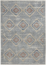 5' X 7' Blue And Ivory Southwestern Power Loom Non Skid Area Rug