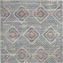 5' X 7' Blue And Ivory Southwestern Power Loom Non Skid Area Rug