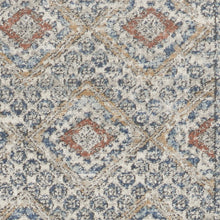 2' X 8' Grey Ivory And Blue Southwestern Power Loom Non Skid Runner Rug