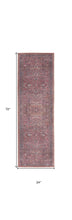 2' X 6' Brick Oriental Power Loom Distressed Washable Runner Rug