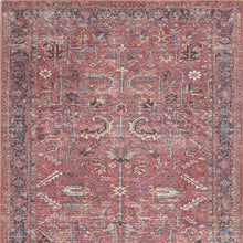 4' X 6' Brick Oriental Power Loom Distressed Washable Area Rug