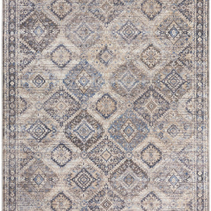 4' X 6' Ivory Latte Oriental Power Loom Distressed Washable Area Rug