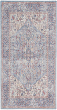 2' X 4' Blue Oriental Power Loom Distressed Washable Area Rug