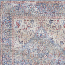 2' X 4' Blue Oriental Power Loom Distressed Washable Area Rug