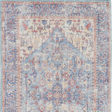 2' X 6' Blue Oriental Power Loom Distressed Washable Runner Rug