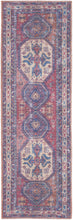 2' X 6' Red And Navy Oriental Power Loom Distressed Washable Runner Rug