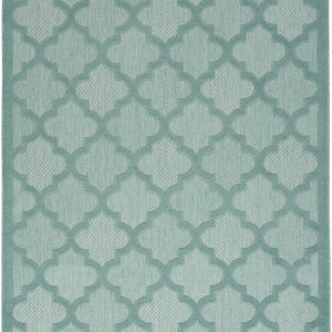 5' X 7' Aqua And Teal Ikat Indoor Outdoor Area Rug