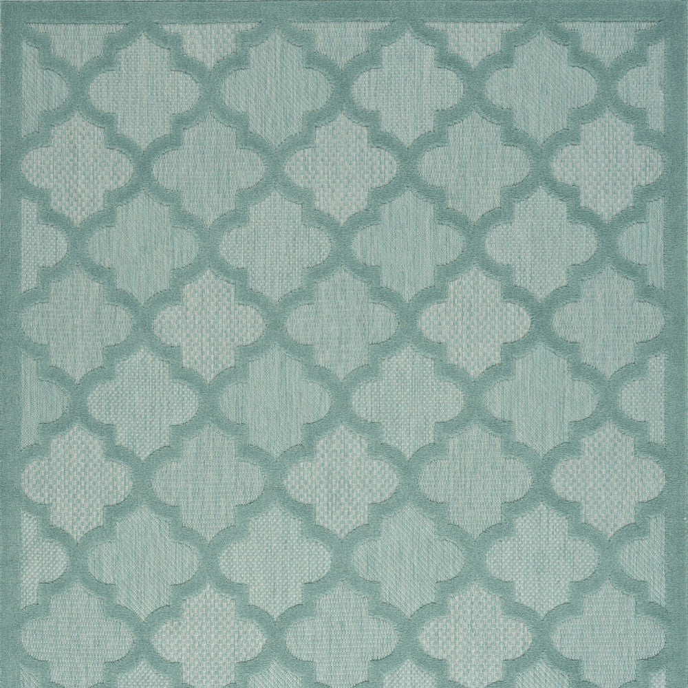 5' X 7' Aqua And Teal Ikat Indoor Outdoor Area Rug