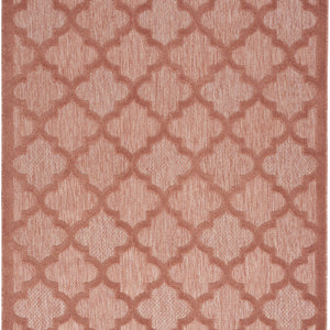 5' X 7' Coral Orange Ikat Indoor Outdoor Area Rug