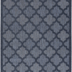 5' X 7' Navy Blue Ikat Indoor Outdoor Area Rug