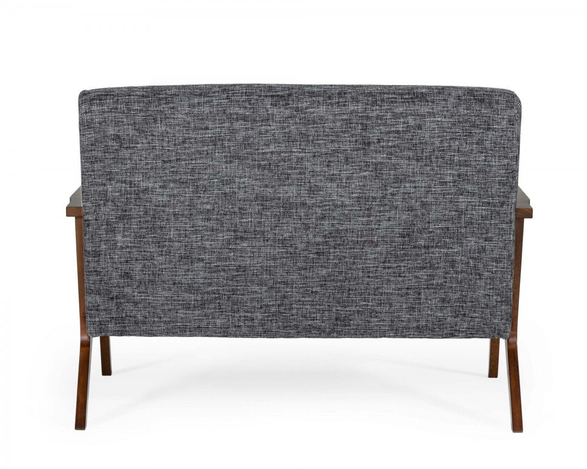 Loveseat compacto de tela gris y chapa de nogal de 44"
