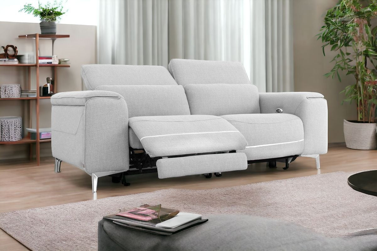 Modern Grey 84" Double Recliner Loveseat