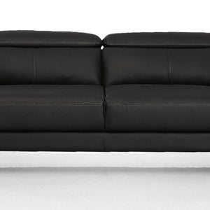 Urban Black Leather Adjustable Headrest Sofa 80"