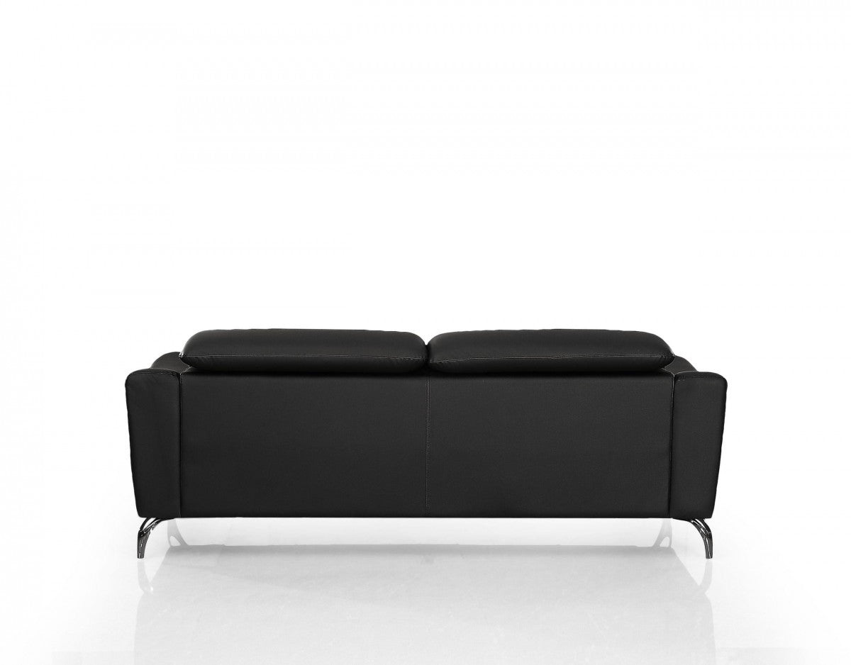 Urban Black Leather Adjustable Headrest Sofa 80"