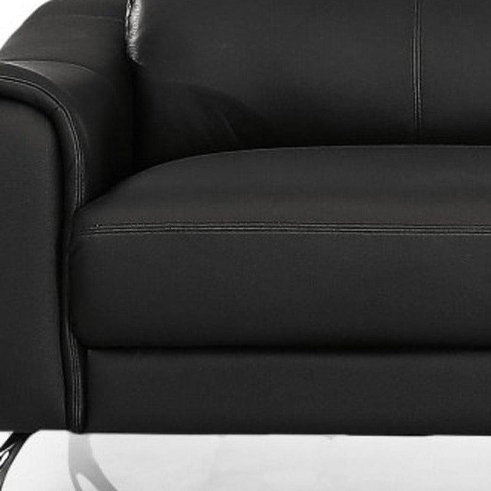 Urban Black Leather Adjustable Headrest Sofa 80"