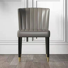 Black Gold and Taupe Gray Faux Leather Solid Back Dining Chair