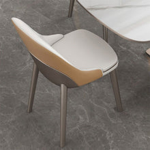 Rose Gold and Ivory Faux Leather Solid Back Dining Chair