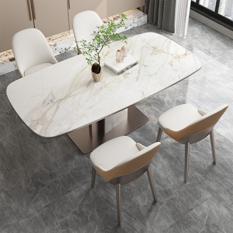 Rose Gold and Ivory Faux Leather Solid Back Dining Chair