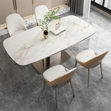 Rose Gold and Ivory Faux Leather Solid Back Dining Chair