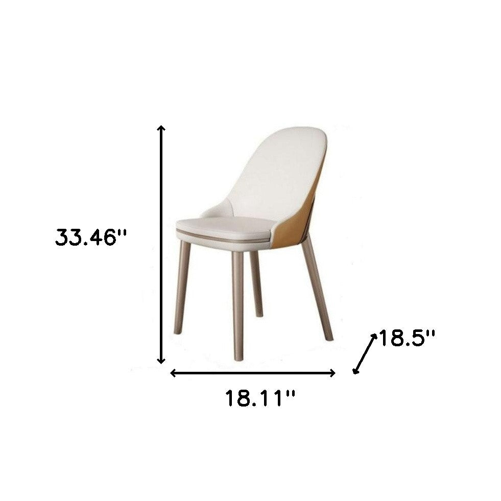 Rose Gold and Ivory Faux Leather Solid Back Dining Chair