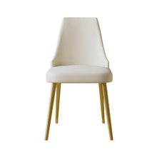 Ivory and Gold Faux Leather Solid Back Dining Chair