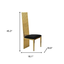 Gold and Black Faux Leather High Back Dining Chair
