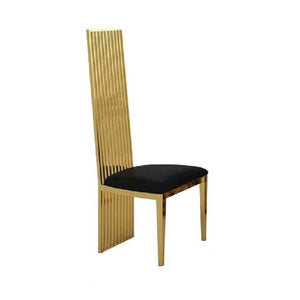 Gold and Black Faux Leather High Back Dining Chair